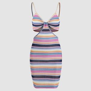 Striped Cut Out Knit Cami Dress
